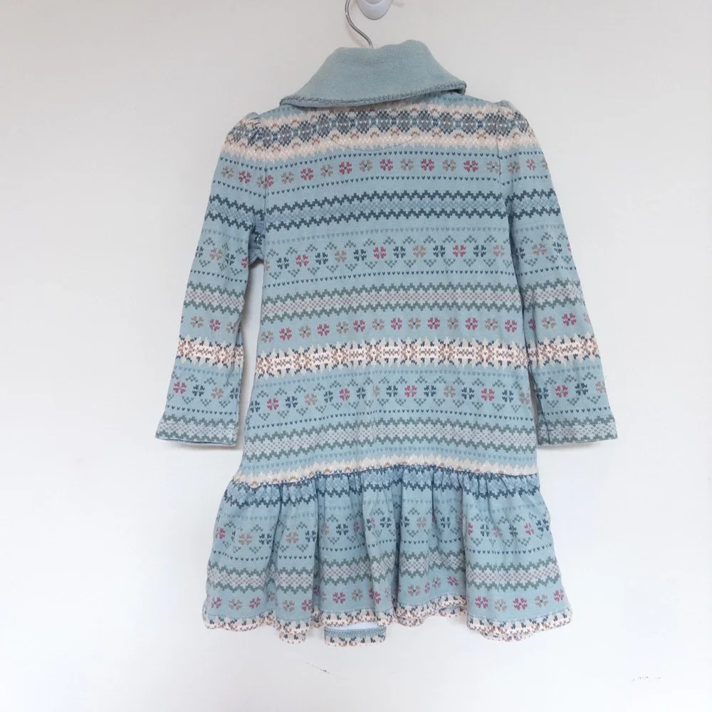 Ralph Lauren Fair Isle Dress Green Shawl Collar Ruffle Toddler Baby 18 Months